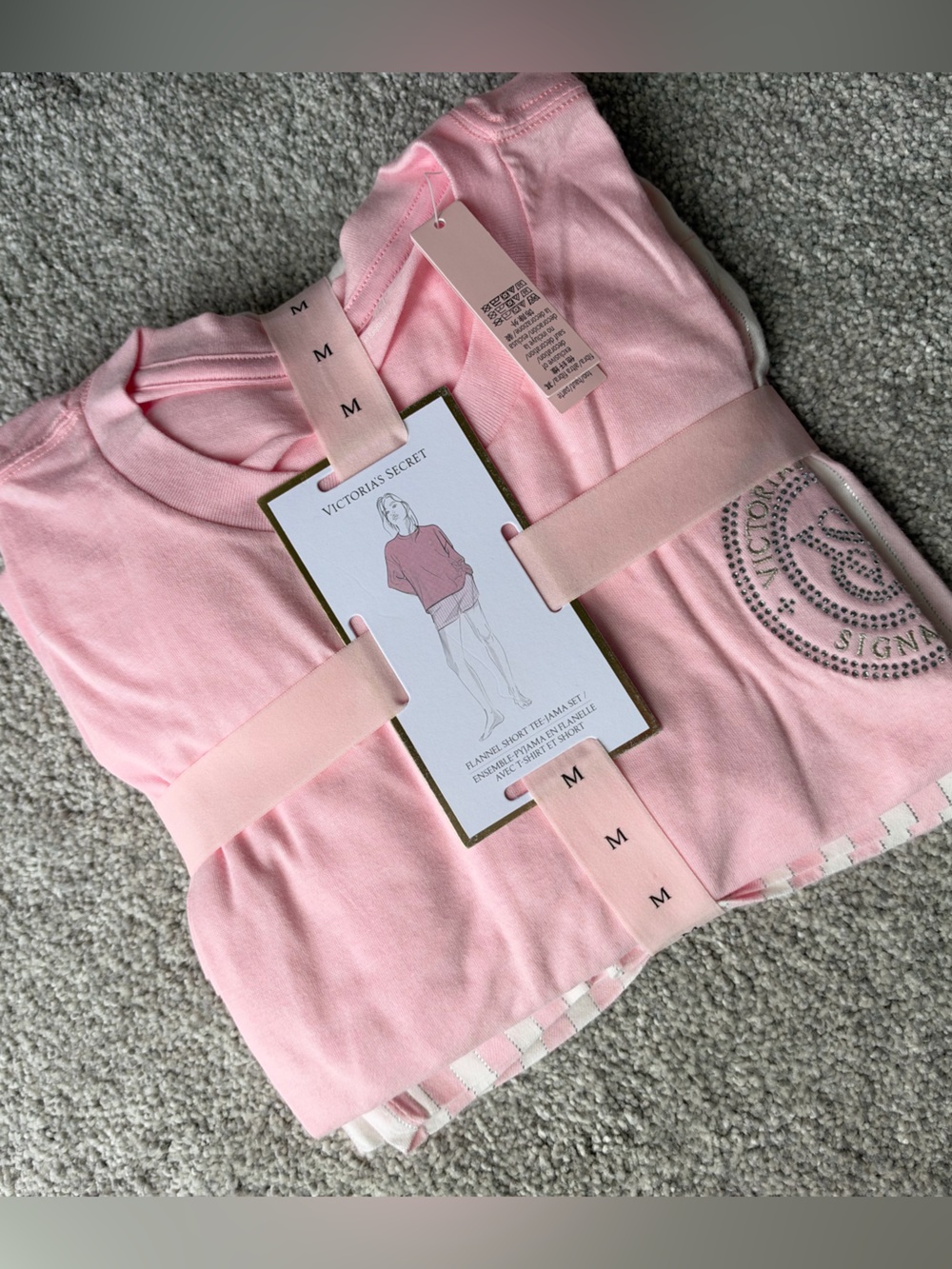 Victoria’s Secret Short Tee-Jama Set Pink Stripe NWT M